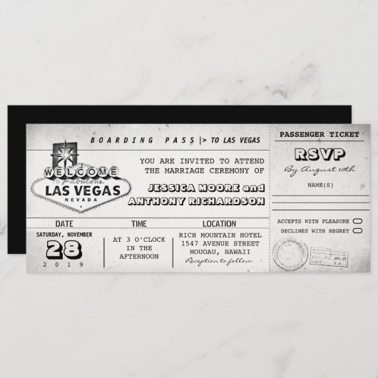 boarding pass trouwkaarten LAS VEGAS Kaart (Voorkant / Achterkant)