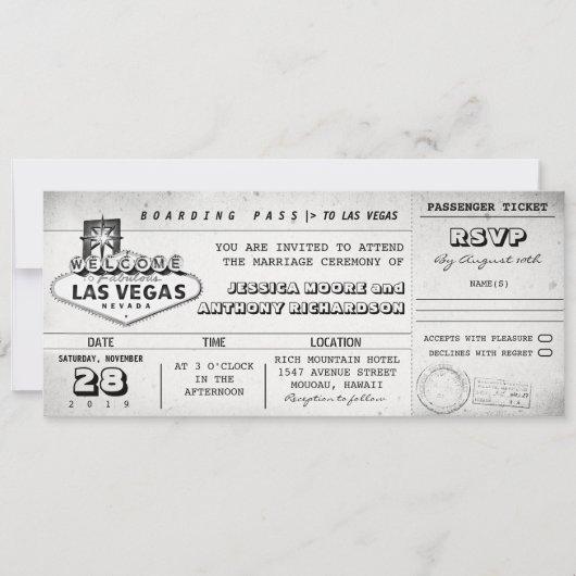 boarding pass trouwkaarten LAS VEGAS Kaart (Voorkant)