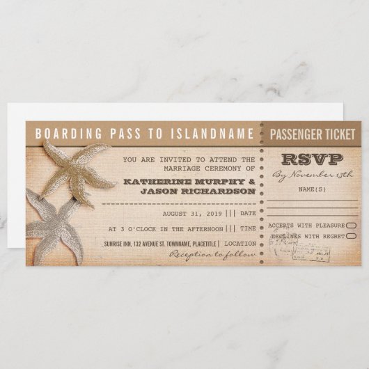 Boarding Pass trouwkaarten met RSVP Kaart (Voorkant / Achterkant)