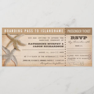 Boarding Pass trouwkaarten met RSVP Kaart