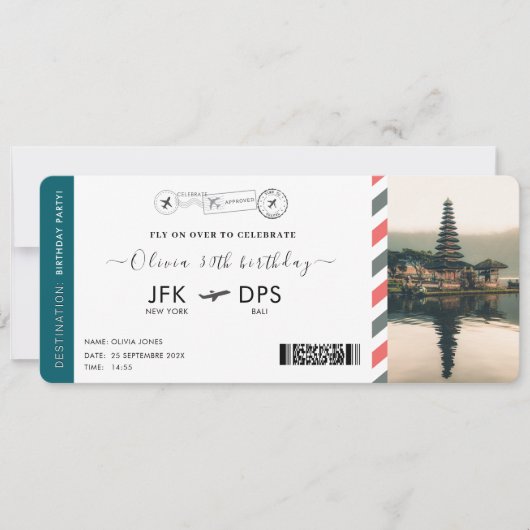 Boarding Pass Verjaardag vliegticket Foto reizen Kaart (Voorkant)