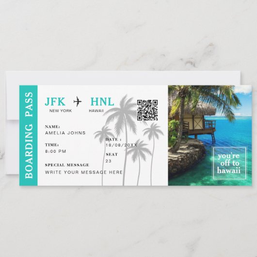 Boarding Pass Verrassingsreis Vliegticket Zomer Kaart (Voorkant)