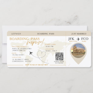 Boarding Pass Verrassingsvliegticket bruiloft Kaart