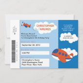 Boarding Pass Vliegtuigverjaardagsfeestje Uitnodig Kaart (Voorkant)