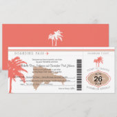 Boarding Pass voor bruiloft Dominicaanse Republiek Kaart (Voorkant / Achterkant)