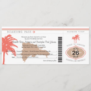 Boarding Pass voor bruiloft Dominicaanse Republiek Kaart