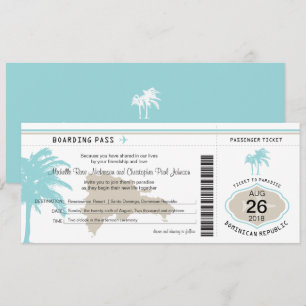 Boarding Pass voor bruiloft Dominicaanse Republiek Kaart