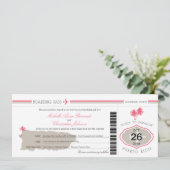 Boarding Pass voor bruiloft in Puerto Rico Kaart (Staand voorkant)