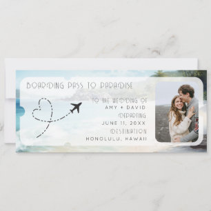 Boarding Pass voor Paradise QR Code Wedding Kaart