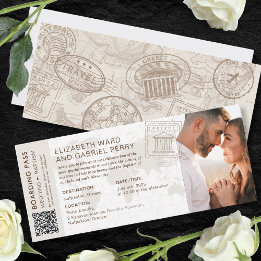 Boarding Pass Wedding & Doop Griekenland Uitnodigi Kaart