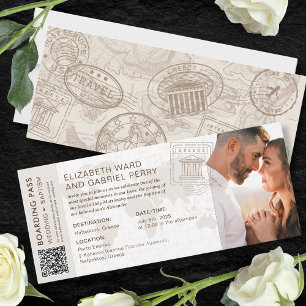 Boarding Pass Wedding & Doop Griekenland Uitnodigi Kaart
