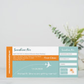 Boarding Pass Wedding Invitation green sinaasappel Kaart (Staand voorkant)