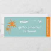 Boarding Pass Wedding Invitation green sinaasappel Kaart (Achterkant)