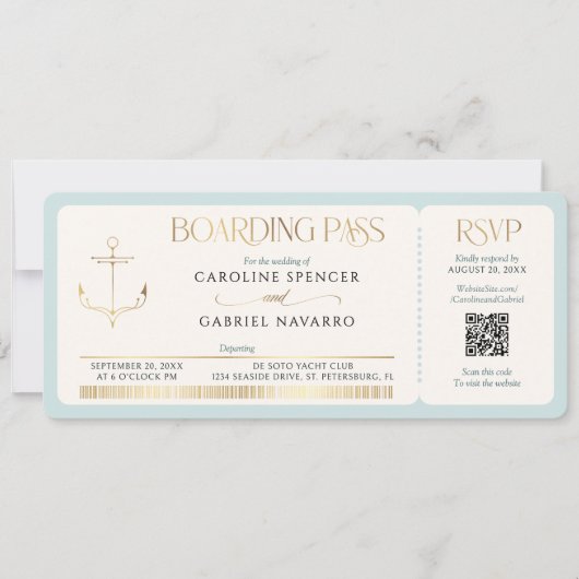 Boarding Pass Wedding Invitation Kaart (Voorkant)