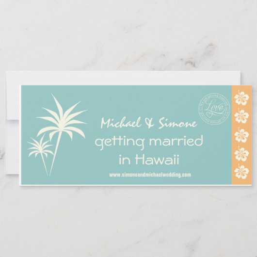 Boarding Pass Wedding Invitation turquoise sinaasa Kaart (Achterkant)