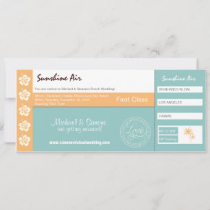Boarding Pass Wedding Invitation turquoise sinaasa Kaart