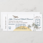 boarding Pass Wedding on ecru Uitnodiging (Voorkant / Achterkant)