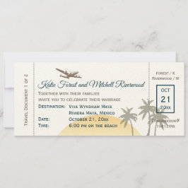 boarding Pass Wedding on ecru Uitnodiging