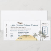 boarding Pass Wedding & RSVP op ecru Kaart (Voorkant / Achterkant)
