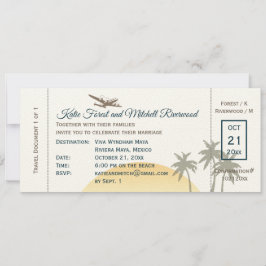 boarding Pass Wedding & RSVP op ecru Kaart