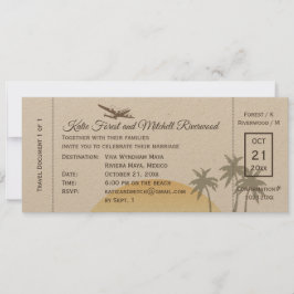 boarding Pass Wedding & RSVP op Kraft Kaart