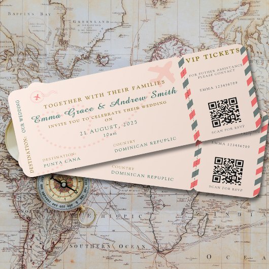 Boarding Pass Wedding RSVP QR Code Vliegticket Kaart