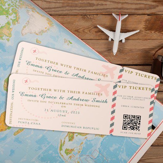 Boarding Pass Wedding RSVP QR Code Vliegticket Kaart