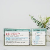 Boarding Pass Wedding Tickets-Uitnodigingen met RS Kaart (Staand voorkant)