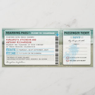 Boarding Pass Wedding Tickets-Uitnodigingen met RS Kaart