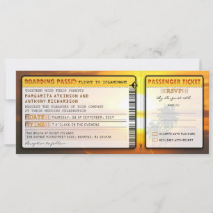 Boarding Pass Wedding Tickets-Uitnodigingen met RS Kaart