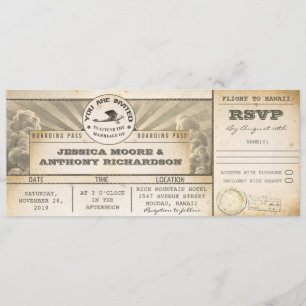 Boarding Pass Wedding vliegtickets - Uitnodigingen
