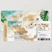 Boarding Pass Wereldkaart Mexico Beach RSVP Kaart (Voorkant / Achterkant)