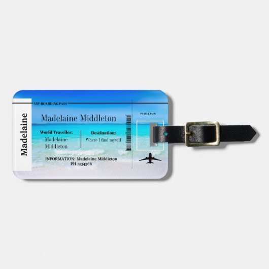 Boarding Pass Zee Ocean Scene Bagagelabel (Voorkant horizontaal)