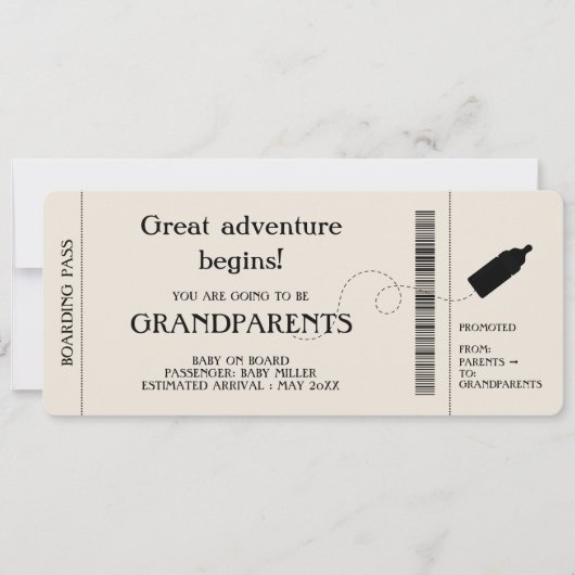 Boarding Pass Zwangerschapsaankondiging voor ouder Aankondiging (Voorkant)