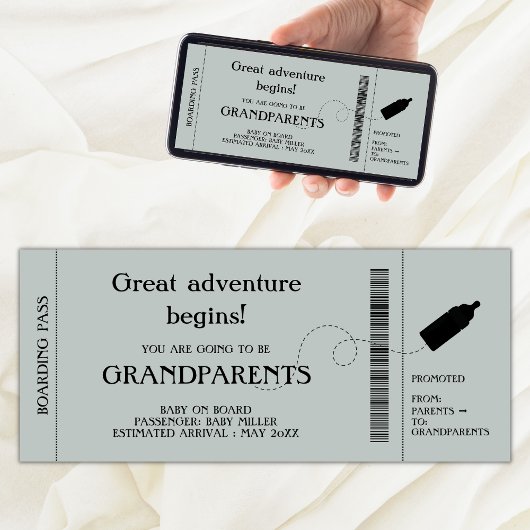 Boarding Pass Zwangerschapsaankondiging voor ouder Aankondiging