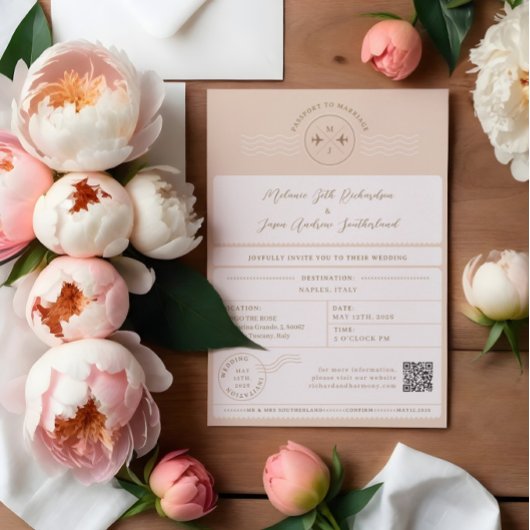 Boarding Passport Ticket Bestemming Bruiloft Kaart