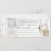 Boarding Plane Ticket Floral Destination Wedding Kaart (Voorkant)