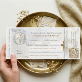 Boarding Plane Ticket Floral Destination Wedding Kaart