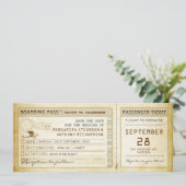 Boardingpass Sla de datumtickets op met het vliegt Save The Date (Staand voorkant)