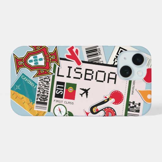 boardingpass van Lissabon iPhone 15 Case (Achterkant horizontaal)
