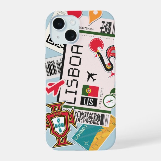 boardingpass van Lissabon iPhone 15 Case (Achterkant)