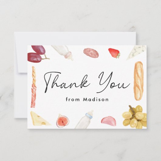 Boards and Bottles Charcuterie Baby Shower Bedankkaart (Voorkant)