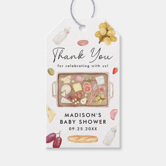 Boards and Bottles Charcuterie Baby Shower Cadeaulabel (Voorkant)
