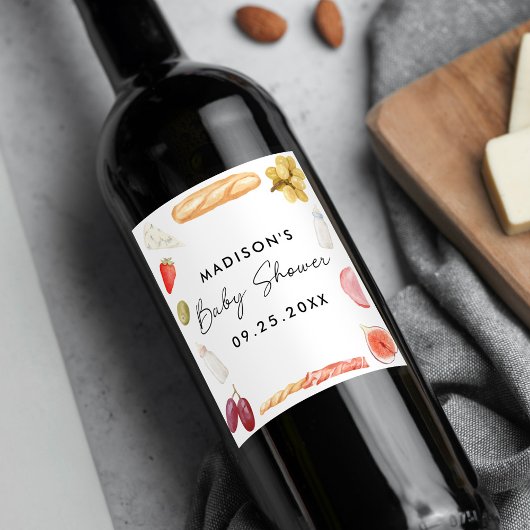 Boards and Bottles Charcuterie Baby Shower Wijn Etiket