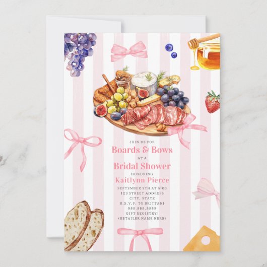 Boards & Bows Charcuterie Bruidsfeest Kaart (Voorkant)