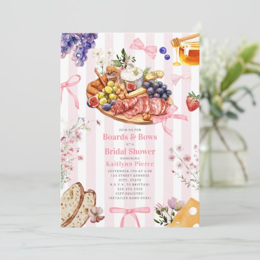 Boards & Bows Floral Charcuterie Vrijgezellenfeest Kaart (Staand voorkant)