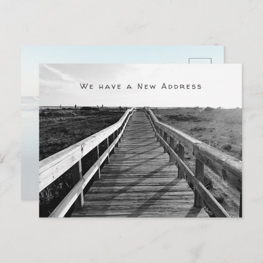 Boardwalk Black n White New Address Briefkaart (Voorkant / Achterkant)