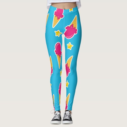 Boardwalk Bliss: Ice Cream & Stars Leggings (Voorkant)