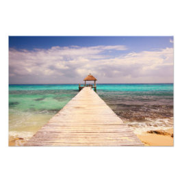 Boardwalk Dock in het Caribisch Zee Foto Afdruk