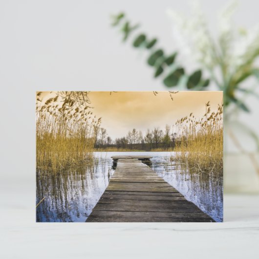 Boardwalk Dock op de Oekraïense rivier Bedankkaart (Staand voorkant)